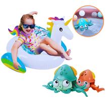 Kit Boia inflável de Unicórnio G + Brinquedo Polvo que Anda