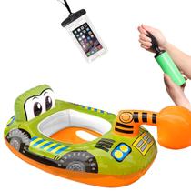 Kit Boia Inflável Infantil + Bombinha Manual + Capa à Prova dÁgua para Celular