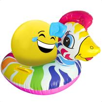 Kit Boia Inflável para Bebê Tipo Bote Bola Emoji Inflável