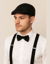 Kit Boina Couro+ Suspensório+ Gravata Borboleta