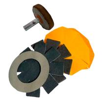 Kit Boina de Polimento Fléxivel 12cm + Lixas, EVA e Couro - Cupins de Aço