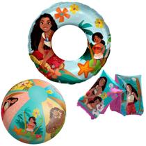 Kit Bola Boia Circular Boia Braço Moana Infantil Princesa