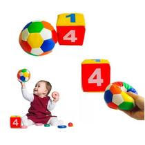 Kit Bola Dado Grande Chocalho Bebê Interativo Educativo Kit Bola Dado Grande Chocalho Bebê Interativo Educativo