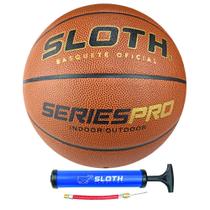 KIT Bola de Basquete Sloth Profissional Series Pro PU + Bomba de Inflar SLOTH Ação rápida.