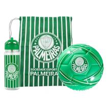 Kit Bola de Futebol Palmeiras C/ Garrafa 450ml E Mochila Tipo Saco Time Oficial e Licenciado