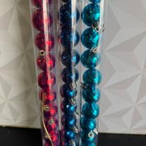 Kit bola de natal 3cm facetada azul claro azul escuro e vermelho 15 peças bolinha arvore de natal