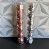 Kit bola de natal decorada com 6 peças 6cm rose dourado ou prata para árvore bolinhas bolas