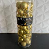 Kit bola de natal dourada com 45 peças com decorações 4cm glitter lisa fosca brilho árvore