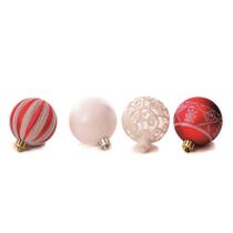 Kit Bola de Natal Marie Vermelha Estampa PT 16 PCs 6cm Decoração Árvore