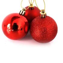 Kit Bola De Natal Mista Gliter, Fosca, Brilho Vermelha 18 Unidades 8cm - Magizi