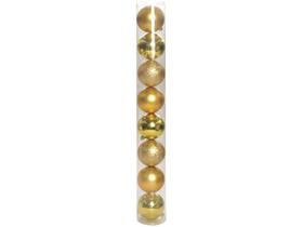 Kit Bola de Natal Ouro 5cm 8 Unidades Cromus
