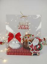 Kit Bola de Natal Personalizada com Foto mais Embalagem para Mini Panetone Luxo