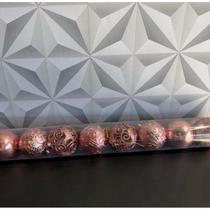 Kit bola de Natal Rose champanhe vazada grande rosa 9 peças 8cm para árvore vermelha conjunto jogo bolas dourada vazada