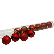 Kit Bola de Natal Roupa de Papai Noel Glitter 10 Peças 5 cm
