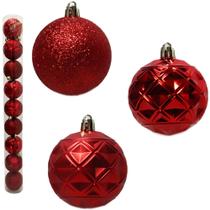Kit bola de natal vermelha mista 6cm com 9 peças para árvore de natal enfeite bolinhas
