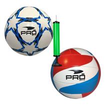 Kit Bola de Vôlei e Futebol + Bomba Pró Balls Cores Sortidas