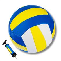 Kit Bola de Vôlei Praia Quadra Tamanho Padrão N5 Voleibol + Bombinha de Ar