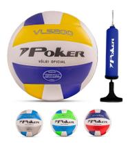 Kit Bola de Vôlei Quadra ou Areia Oficial VLS 200 + Bomba de Ar Poker