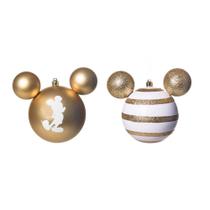 Kit Bola Disney Silhueta/Listras Mickey Ouro 10cm C/2 Peças 1350792