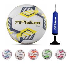 Kit Bola Futebol De Campo Traning Costurado Prisma + Bomba de Ar Poker