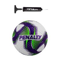 Kit Bola Futebol Society Penalty Líder 25 + Bomba de Ar Preta