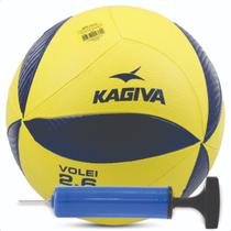 KIT - Bola Kagiva Volei 2.6 Amarelo e Azul + Bomba