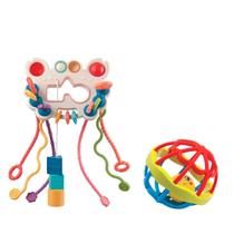 Kit Bola Mordedor Silicone Macia Para Dentição E Chocalho Multissensorial 5 Em 1 Estimula Coordenação Motora Sensorial Kit Bola Mordedor Silicone Macia Para Dentição E Chocalho Multissensorial 5 Em 1 Estimula Coordenação Motora Sensorial