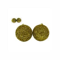 Kit Bola Natalina Decorada 10 Cm - 2 Und Dourado (18122)
