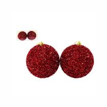 Kit Bola Natalina Decorada 10 Cm - 2 Und Vermelha (18123)