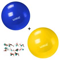 Kit Bola Pilates 65 Cm Azul + Bola 75 Cm Amarela Liveup Sports