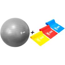 Kit Bola Pilates 65 cm Suiça + Faixas Elasticas Odin Fit