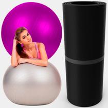 Kit Bola Pilates 65cm Colchonete Academia Ioga Fisioterapia