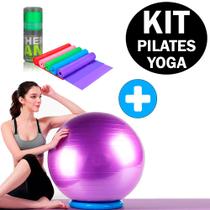 Kit Bola Pilates Yoga 55cm + Faixa Elástica para Fisioterapia Thera Band