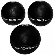 Kit Bola Slam Ball com 6 Kg + 8 Kg + 10 Kg Preta Liveup Sports