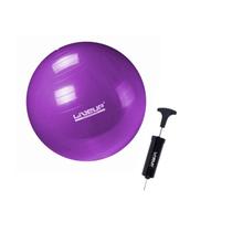 Kit Bola Suiça 55cm Gym Ball Para Pilates Roxa Com Inflador Liveup