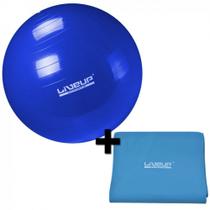 Kit Bola Suica 65 Cm + Faixa Elastica Intensidade Forte Azul  Liveup Sports