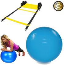 Kit Bola Suiça/Pilates 55 Cm+Escada De Agilidade C/Regulagem