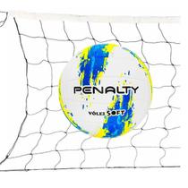 Kit Bola Vôlei Penalty Soft X Costurada + Rede Vôlei Master Rede Seda 5 Metros 1 Faixa Sintética