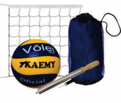 Kit Bola Vôlei Veloster+Sacola+Rede 5mt+Bomba+Corda 10mt Kaemy-K130
