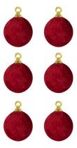Kit Bolas De Natal De Veludo Vermelha 8x8x8 Cm - Cromus Kit Bolas De Natal De Veludo Vermelha 8x8x8 Cm - Cromus