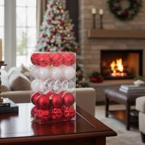 Kit Bolas De Natal Enfeite 6cm Sortido Vermelho 30 Unidades