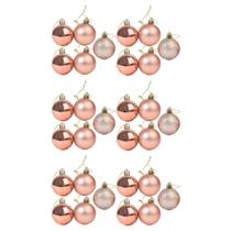 Kit Bolas Natalina 30 Peças Lisa Em Plástico 8Cm Rose Gold