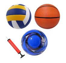 Kit Bolas Volei -Futebol - Basquete + Bomba para Encher - STORE