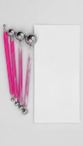 Kit Boleador Metal 8 Pontas Rosa Artesanato