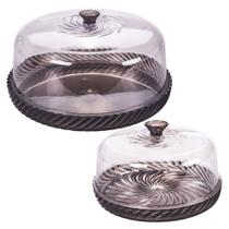 Kit boleira baixa e queijeira de plástico Cristal Twist preto Plasutil Kit boleira baixa e queijeira de plástico Cristal Twist preto Plasutil