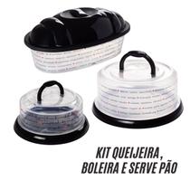 Kit Boleira Base de Bolo Queijeira Porta Queijo e Serve Pão Plasutil