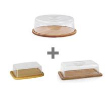 Kit Boleira + Manteigueira + Porta Frios Bambu Kit Boleira + Manteigueira + Porta Frios Bambu