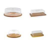 Kit Boleira + Manteigueira + Porta Frios + Porta Queijo Bambu