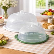 Kit Boleira + Queijeira Com Tampa Transparente Porta Queijo Porta Bolo