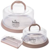 Kit boleira, queijeira e porta manteiga bege Plasutil